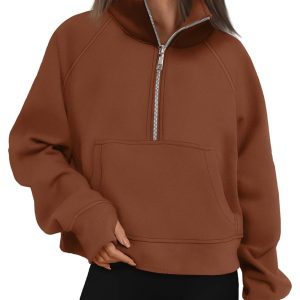 Half Zip Cropped Pullover Top