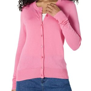 Lightweight Classic Cardigan Sweater With Ribbed Hem